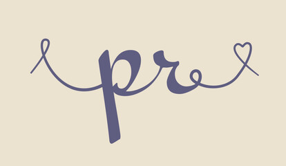 PR initial wedding monogram calligraphy vector illustration. Hand drawn lettering p and r love logo design for valentines day poster, greeting card