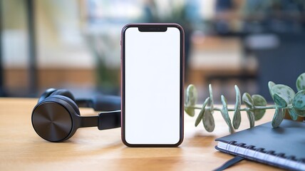 Realistic Smartphone Mockup 3D Render with Blank White Screen