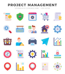 Project Management Icons Pack Flat Style. Vector illustration.