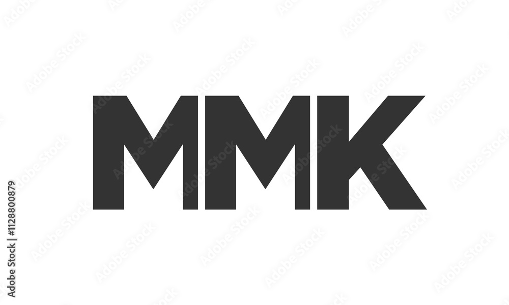 Poster mmk logo design template with strong and modern bold text. initial based vector logotype featuring s