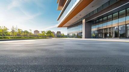 Obraz premium Empty road at building exterior.