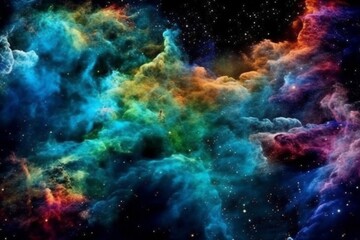 Fototapeta premium Colorful nebulae and stars in the vast darkness of space. AI generative. .