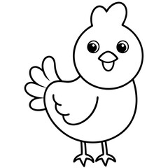 Cute Chicken Vector Design for Coloring and Kids Projects