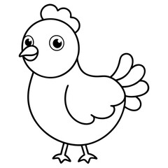 Cute Chicken Vector Design for Coloring and Kids Projects