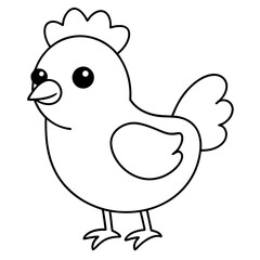 Cute Chicken Vector Design for Coloring and Kids Projects