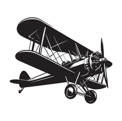 biplane silhouette vector illustration