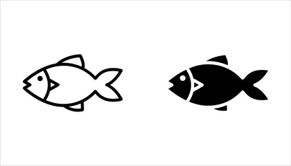 Fish icon set. Vector outline fish icon. Fish illustration. Fishing symbols. Isolated on white background.