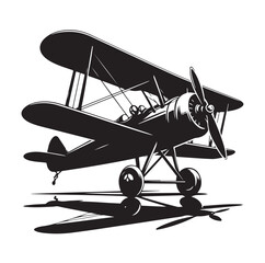 biplane silhouette vector illustration