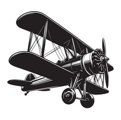 biplane silhouette vector illustration
