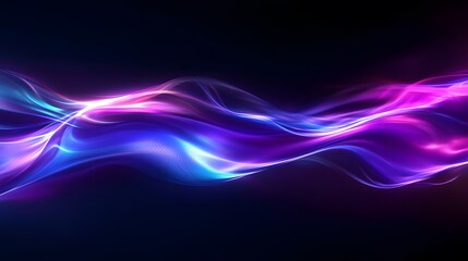 Naklejka premium Abstract Wavy Neon Light Blue Purple Design