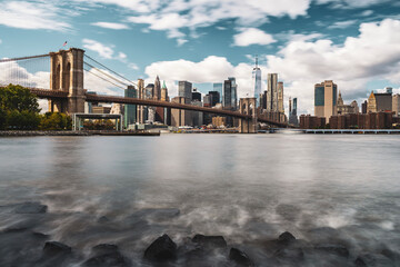 New York City Downton from Brooklyn with Brooklyn bridge