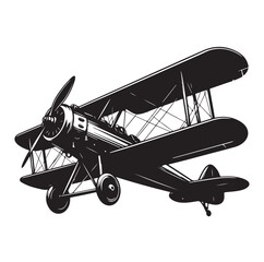 biplane silhouette vector illustration © Joynab