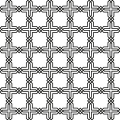Fototapeta premium Seamless geometric Islamic pattern with interconnected cross motifs, elegant black and white design for cultural and modern applications.