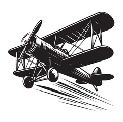 biplane silhouette vector illustration
