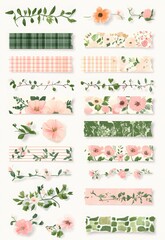 Floral and Checkered Washi Tape Collection