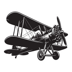biplane silhouette vector illustration