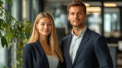 Business Professionals Posing in a Modern Office Setting