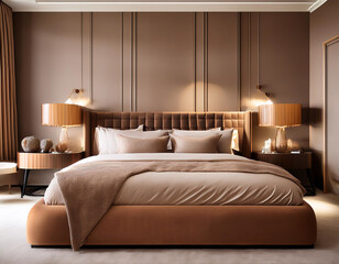 Elegant Bedroom Design Featuring Mocha Mousse Color Scheme