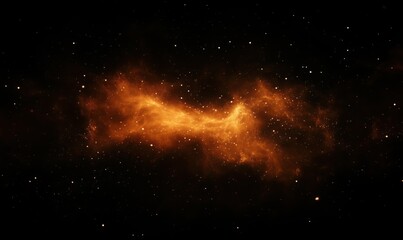 Cosmic nebula with fiery orange hues, swirling gas and dust, starry background, deep space...