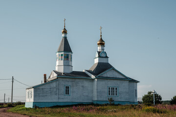 Tikhvin Church on the Kola Peninsula in Kashkarantsy on the shore of the White Sea