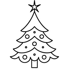 Clean Line Art Christmas Tree Design for Creative Use