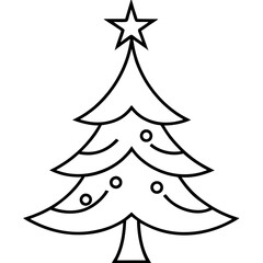 Clean Line Art Christmas Tree Design for Creative Use