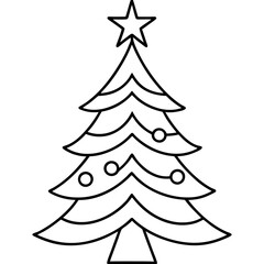 Clean Line Art Christmas Tree Design for Creative Use
