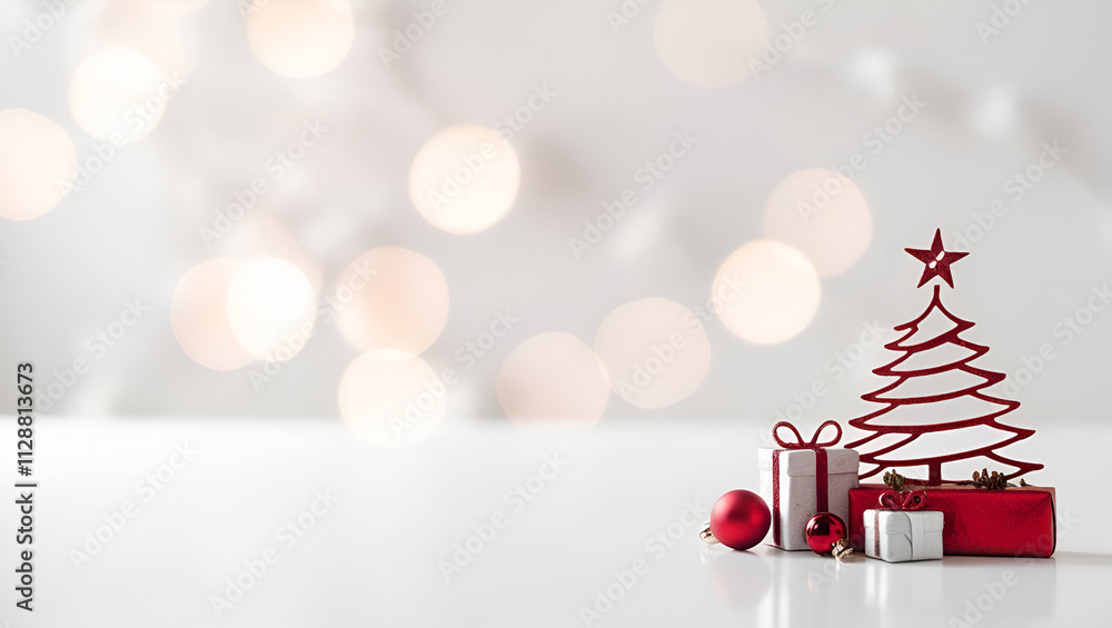 Fototapete christmas and happy new year background with snowflakes on red background generative ai tools