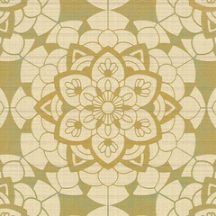 Mandala Pattern. Square decorative background with a raised textile texture showcasing detailed mandala designs. Ideal for creative and cultural graphic projects.