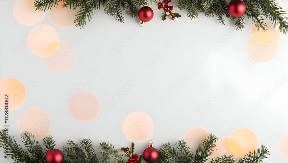 Fototapete Christmas and Happy New Year Background with Snowflakes on red background generative AI tools