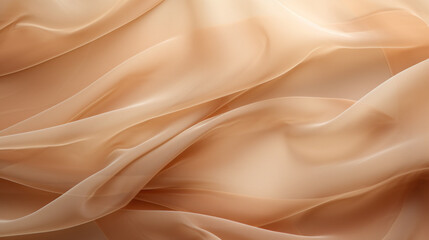 Fototapeta premium Abstract background made of soft, transparent fabric in a beige tone, gently layered and flowing across the scene.