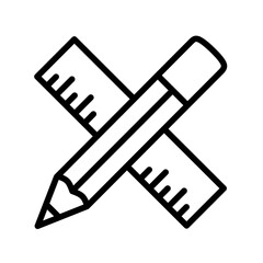 crossed pencil and ruler icon vector on white background