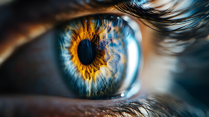 A mesmerizing eye with a swirling galaxy reflection.