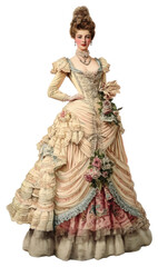Obraz premium PNG A queen victorian fashion costume vintage.