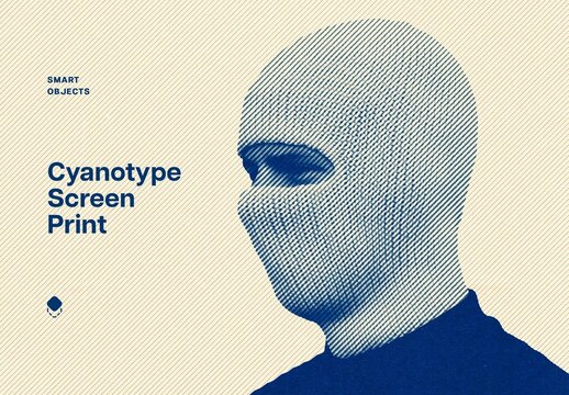 Cyanotype Screen Print Effect Mockup