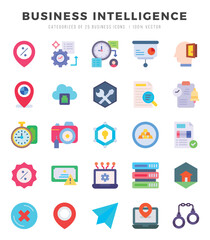Business Intelligence. Flat icons Pack. vector illustration.
