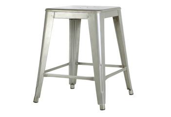 Silver metal industrial stool isolated with transparent background
