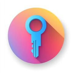Stylish Blue Key Icon Design