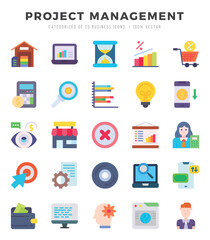 Set of Project Management icons in Flat style. High quality Flat Icons symbol collection.