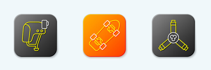 Set line Skateboard helmet, and Y-tool icon. Vector