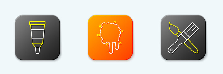 Set line Tube with paint palette, Paint spray and brush icon. Vector