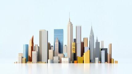 Fototapeta premium Economic Growth and Inflation Pressures concept. modern skyline featuring iconic skyscrapers and buildings