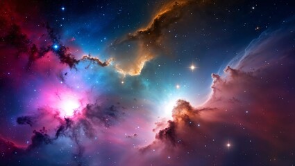 Nebula and galaxies in space. Abstract cosmos background