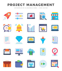 Project Management icons Pack. Flat icons set. Project Management collection set. Simple vector icons.