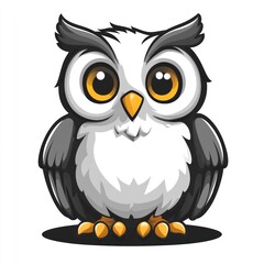 Fototapeta premium Cute cartoon owl with big eyes.