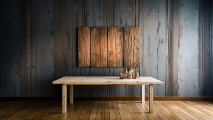 dark background wall with empty table, for montage of productdark background wall with empty table, for montage of product 