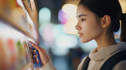 Person standing in front of a job listings board, scanning opportunities with a focused expression. The scene conveys the pursuit of career advancement and the search for meaningful employment.