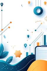 A blue and orange background with a white background