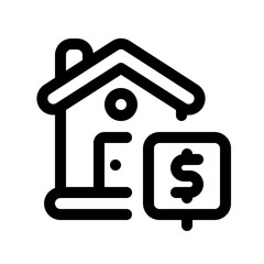 Sell House Line Icon. Single icon, line vector icon