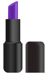 Obraz premium Purple lipstick in black case, cosmetic item for beauty and fashion, transparent background 